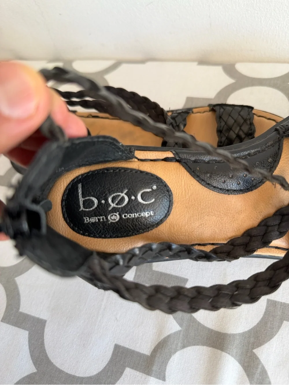 b.o.c. Black Braided Gladiator Sandals for Women